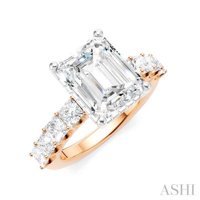 Emerald Shape Semi-Mount Diamond Engagement Ring