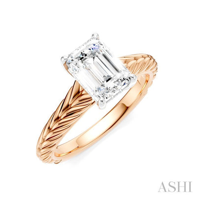 Emerald Shape Semi-Mount Diamond Engagement Ring
