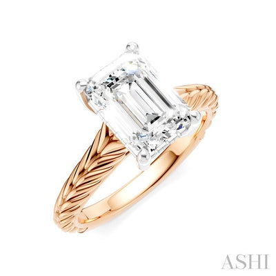 Emerald Shape Semi-Mount Diamond Engagement Ring