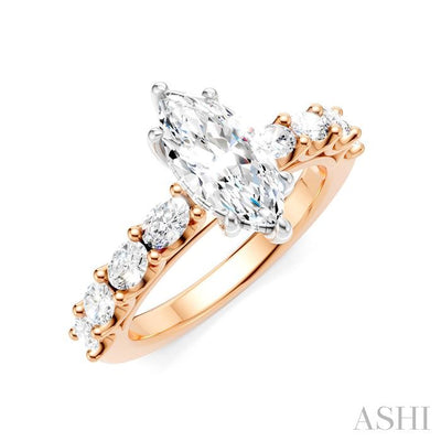 Marquise Shape Semi-Mount Diamond Engagement Ring