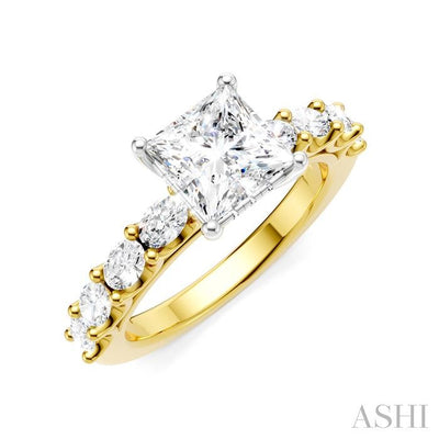 Princess Shape Semi-Mount Diamond Engagement Ring