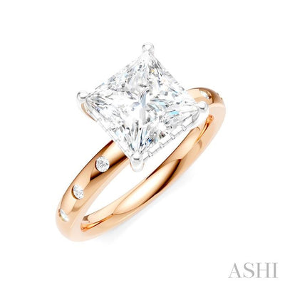 Princess Shape Semi-Mount Diamond Engagement Ring