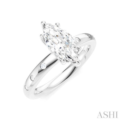 Marquise Shape Semi-Mount Diamond Engagement Ring