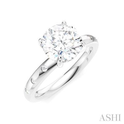 Round Shape Semi-Mount Diamond Engagement Ring
