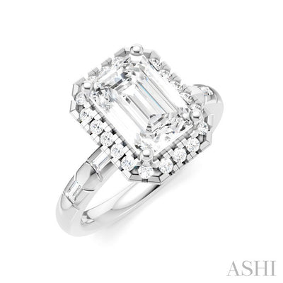 Emerald Shape Semi-Mount Diamond Engagement Ring