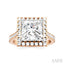 Princess Shape Semi-Mount Halo Diamond Engagement Ring