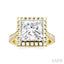 Princess Shape Semi-Mount Halo Diamond Engagement Ring
