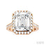 Emerald Shape Semi-Mount Halo Diamond Engagement Ring