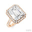Emerald Shape Semi-Mount Halo Diamond Engagement Ring