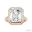 Emerald Shape Semi-Mount Halo Diamond Engagement Ring