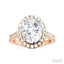 Oval Shape Semi-Mount Halo Diamond Engagement Ring
