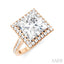 Princess Shape Semi-Mount Halo Diamond Engagement Ring