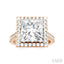 Princess Shape Semi-Mount Halo Diamond Engagement Ring