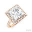 Princess Shape Semi-Mount Halo Diamond Engagement Ring