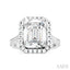 Emerald Shape Semi-Mount Halo Diamond Engagement Ring