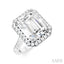 Emerald Shape Semi-Mount Halo Diamond Engagement Ring