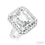 Emerald Shape Semi-Mount Halo Diamond Engagement Ring