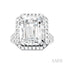 Emerald Shape Semi-Mount Halo Diamond Engagement Ring
