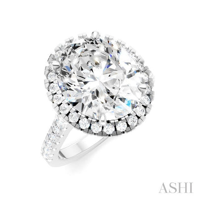 Oval Shape Semi-Mount Halo Diamond Engagement Ring