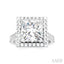 Princess Shape Semi-Mount Halo Diamond Engagement Ring