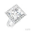 Princess Shape Semi-Mount Halo Diamond Engagement Ring