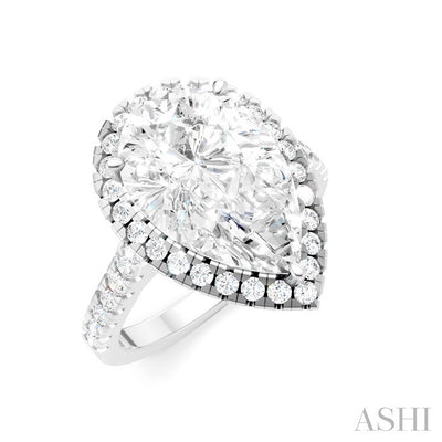 Pear Shape Semi-Mount Halo Diamond Engagement Ring