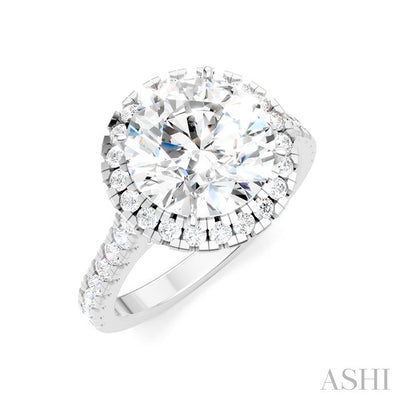 Round Shape Semi-Mount Halo  Diamond Engagement Ring