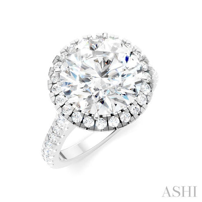 Round Shape Semi-Mount Halo Diamond Engagement Ring
