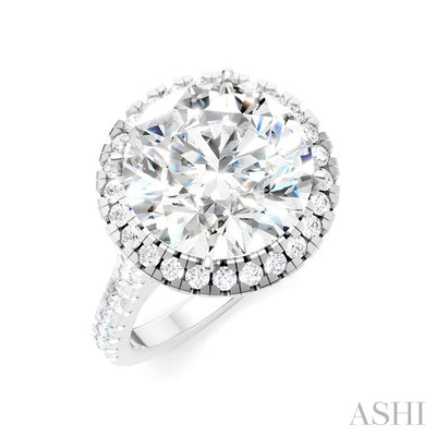 Round Shape Semi-Mount Halo Diamond Engagement Ring