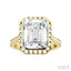 Emerald Shape Semi-Mount Halo Diamond Engagement Ring