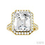 Emerald Shape Semi-Mount Halo Diamond Engagement Ring
