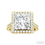 Princess Shape Semi-Mount Halo Diamond Engagement Ring