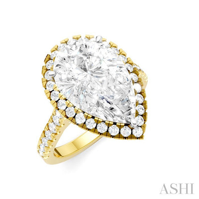 Pear Shape Semi-Mount Halo Diamond Engagement Ring
