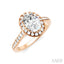 Oval Shape Semi-Mount Halo Diamond Engagement Ring