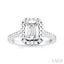 Emerald Shape Semi-Mount Halo Diamond Engagement Ring