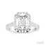 Emerald Shape Semi-Mount Halo Diamond Engagement Ring