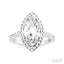 Marquise Shape Semi-Mount Halo Diamond Engagement Ring