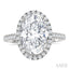 Oval Shape Semi-Mount Halo Diamond Engagement Ring
