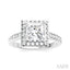 Princess Shape Semi-Mount Halo Diamond Engagement Ring
