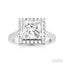 Princess Shape Semi-Mount Halo Diamond Engagement Ring