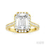Emerald Shape Semi-Mount Halo Diamond Engagement Ring