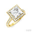 Princess Shape Semi-Mount Halo Diamond Engagement Ring