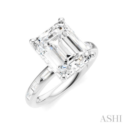 Emerald Shape Semi-Mount Diamond Engagement Ring