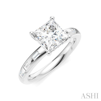 Princess Shape Semi-Mount Diamond Engagement Ring