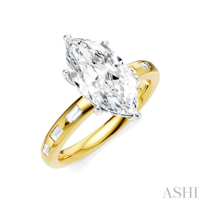 Marquise Shape Semi-Mount Diamond Engagement Ring