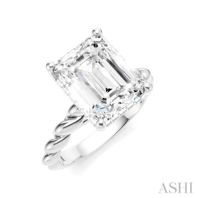 Emerald Shape Semi-Mount Diamond Engagement Ring