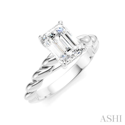 Emerald Shape Semi-Mount Diamond Engagement Ring