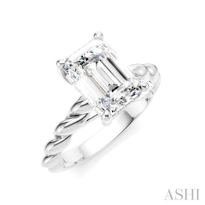 Emerald Shape Semi-Mount Diamond Engagement Ring