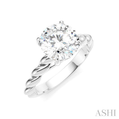 Round Shape Semi-Mount Diamond Engagement Ring