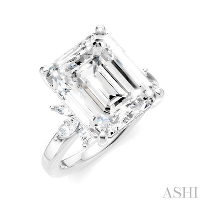 Emerald Shape Semi-Mount Diamond Engagement Ring